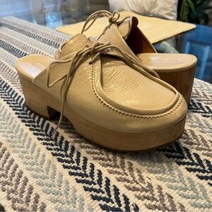 Rachel Comey Cream Leather Platform Mules